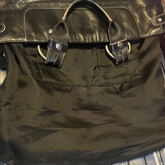 Kenneth Cole Black Leather Tote Bag - Picture 4 of 9